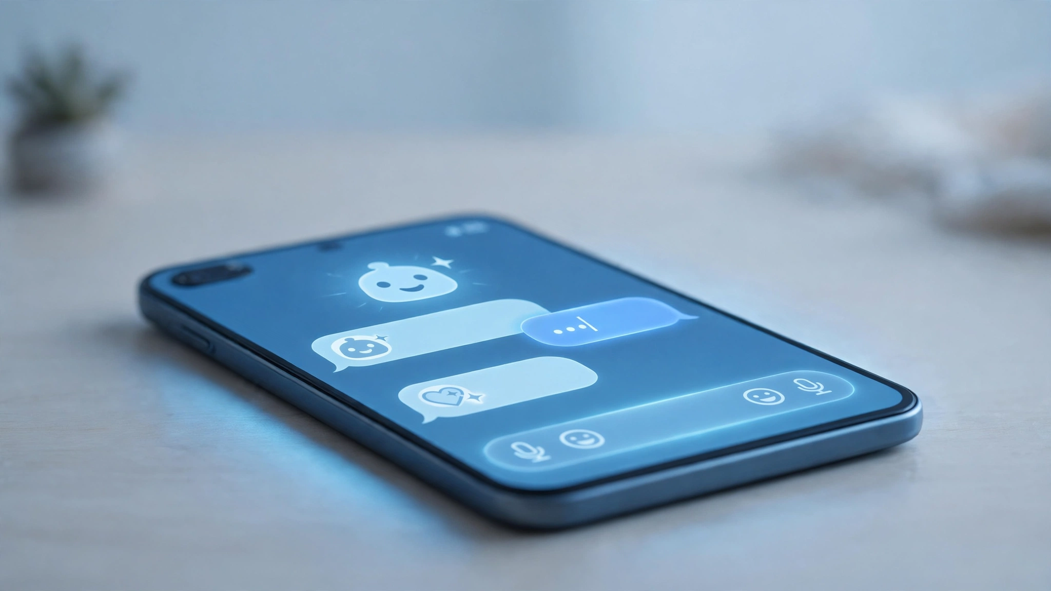 iPhone with an AI assistant app open on screen