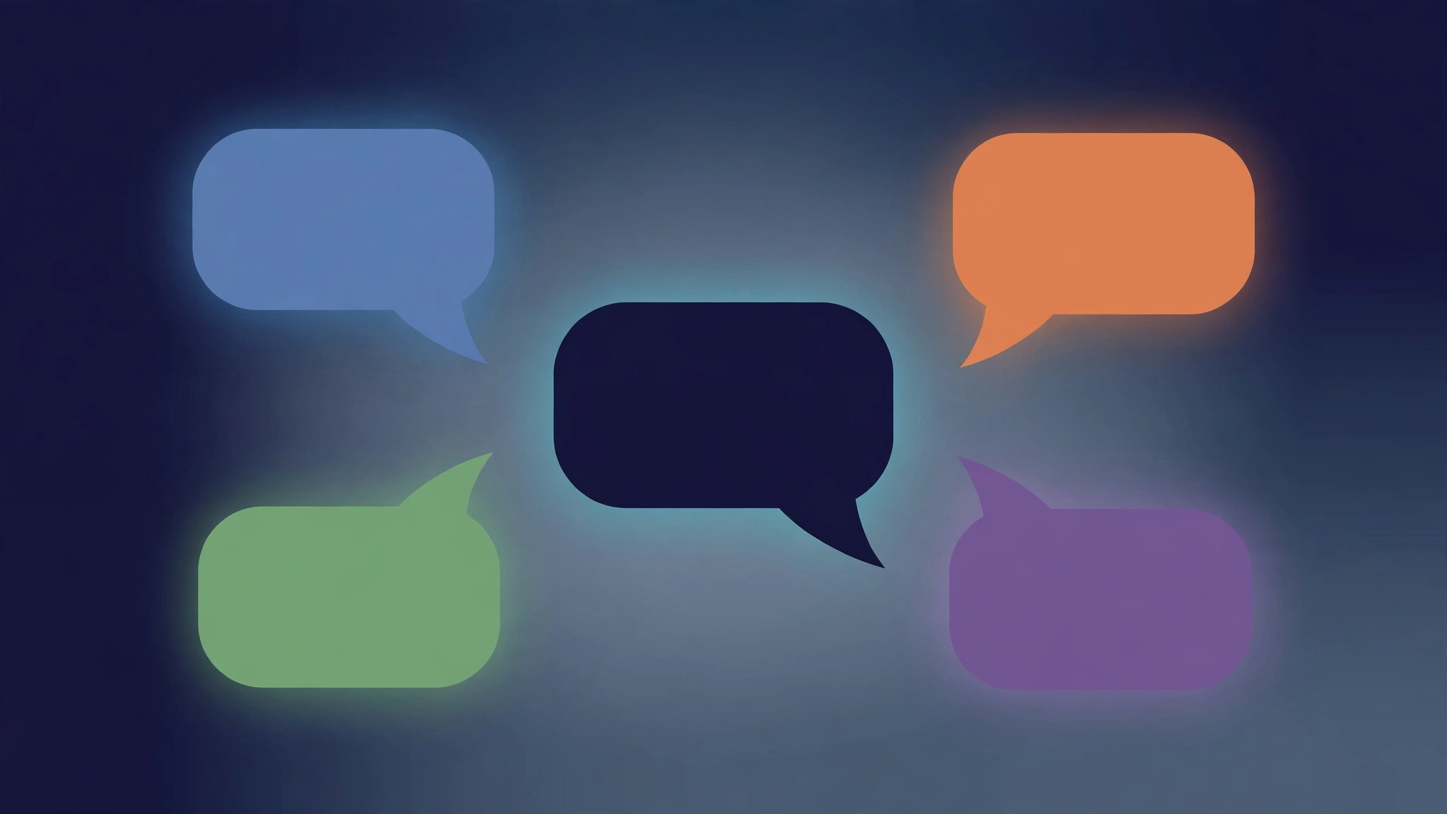 Illustration of several colourful chat bubbles representing chatbot alternatives to Grok