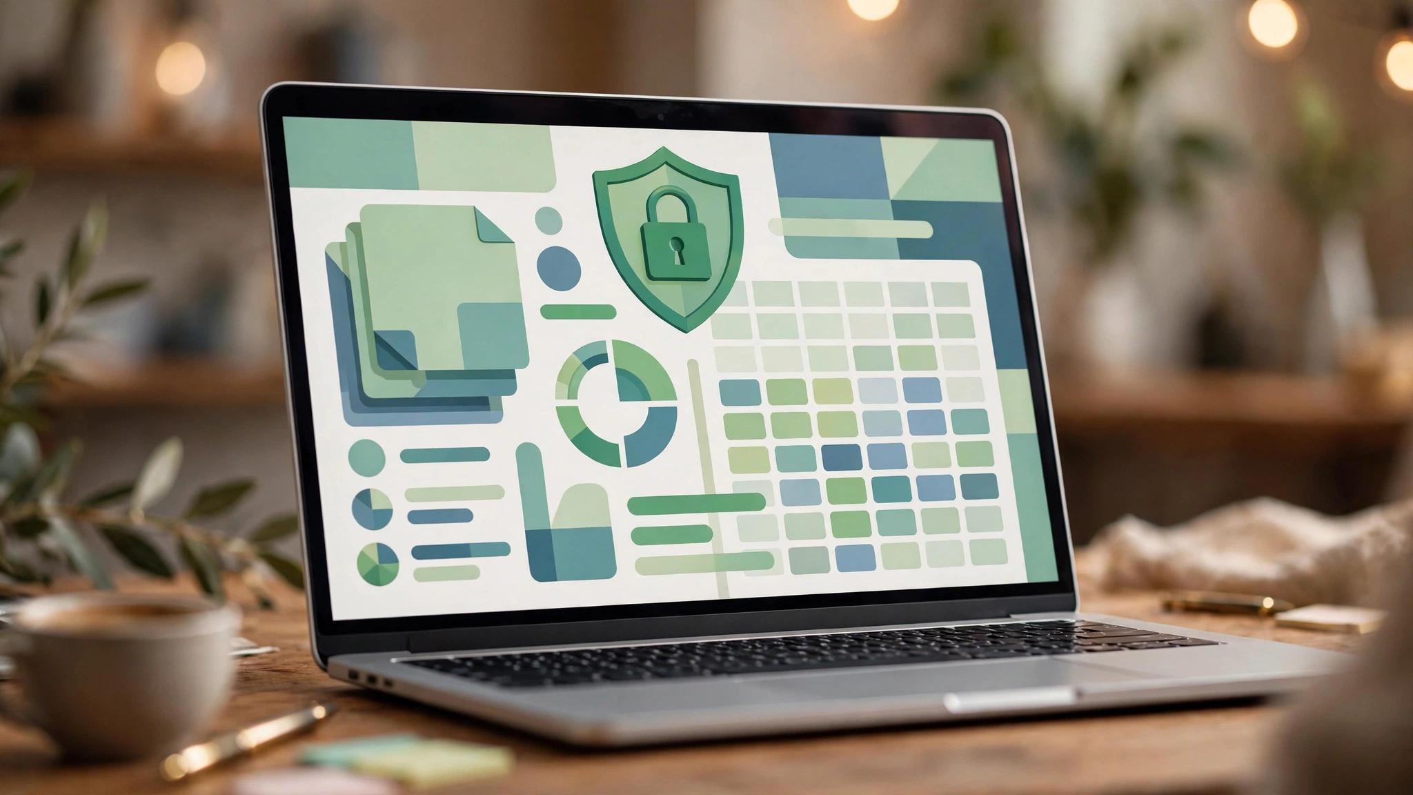 Laptop with a shield icon representing the safety of LibreOffice downloads in 2027