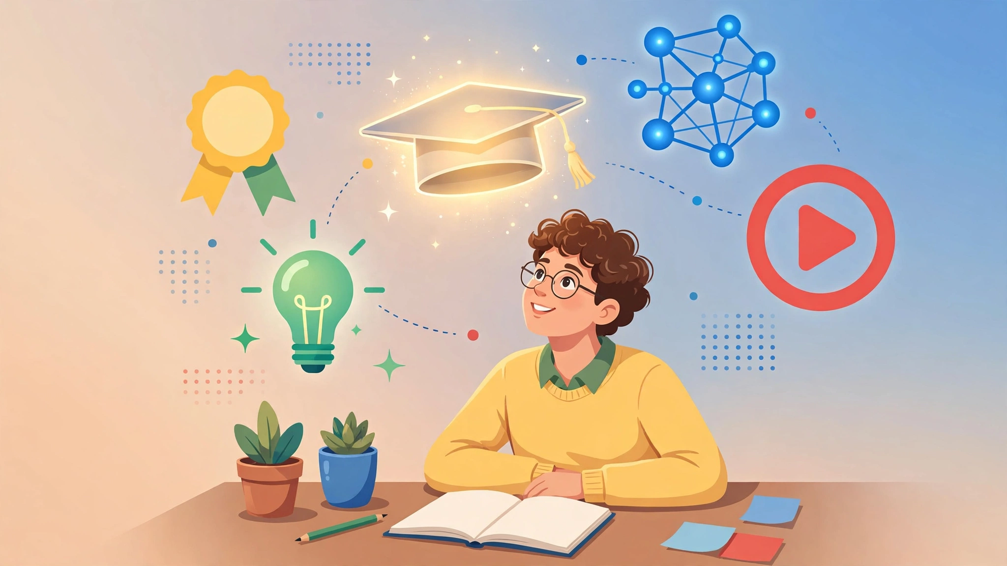 Illustration of a learner starting Google AI courses in 2026